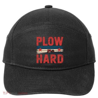 Vintage Plow Hard Farming Farmer Life Dad Grandpa Tractor Gift 7-Panel Snapback Hat