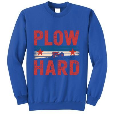 Vintage Plow Hard Farming Farmer Life Dad Grandpa Tractor Gift Sweatshirt