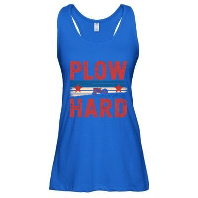 Vintage Plow Hard Farming Farmer Life Dad Grandpa Tractor Gift Ladies Essential Flowy Tank