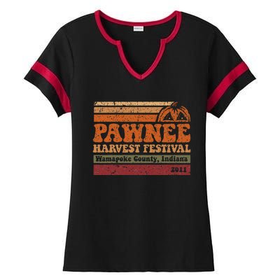 Vintage Pawnee Harvest Festival Parks And Rec Ladies Halftime Notch Neck Tee