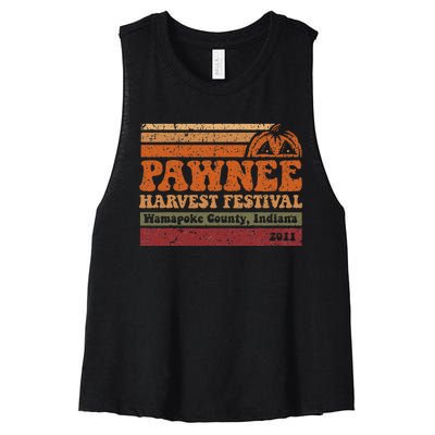 Vintage Pawnee Harvest Festival Parks And Rec Women's Racerback Cropped Tank