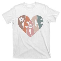 Vintage Peace Heart Boho Flower Heart Peaceful T-Shirt