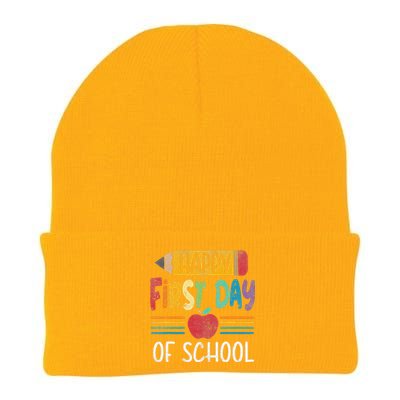 Vintage Pencil Happy First Day Of School Teacher Knit Cap Winter Beanie