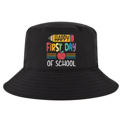 Vintage Pencil Happy First Day Of School Teacher Cool Comfort Performance Bucket Hat