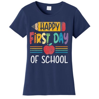 Vintage Pencil Happy First Day Of School Teacher Women's T-Shirt