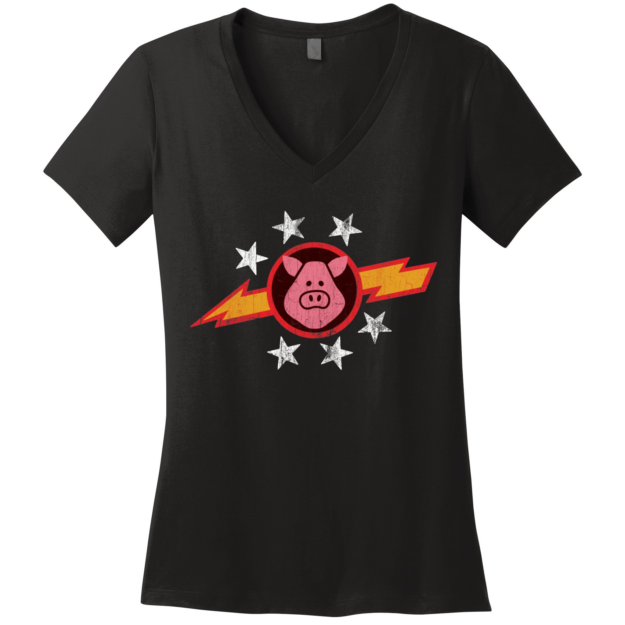 Vintage Pigs In Space Women's V-Neck T-Shirt
