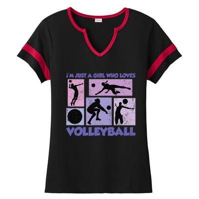 Volleyball Player I'm Just A  Who Loves Volleyball Ladies Halftime Notch Neck Tee