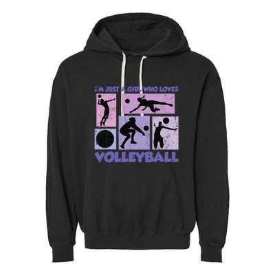 Volleyball Player I'm Just A  Who Loves Volleyball Garment-Dyed Fleece Hoodie