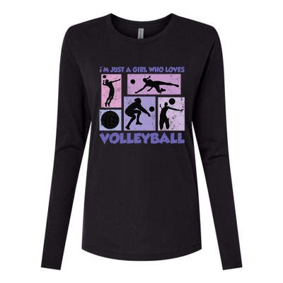 Volleyball Player I'm Just A  Who Loves Volleyball Womens Cotton Relaxed Long Sleeve T-Shirt