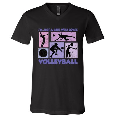 Volleyball Player I'm Just A  Who Loves Volleyball V-Neck T-Shirt