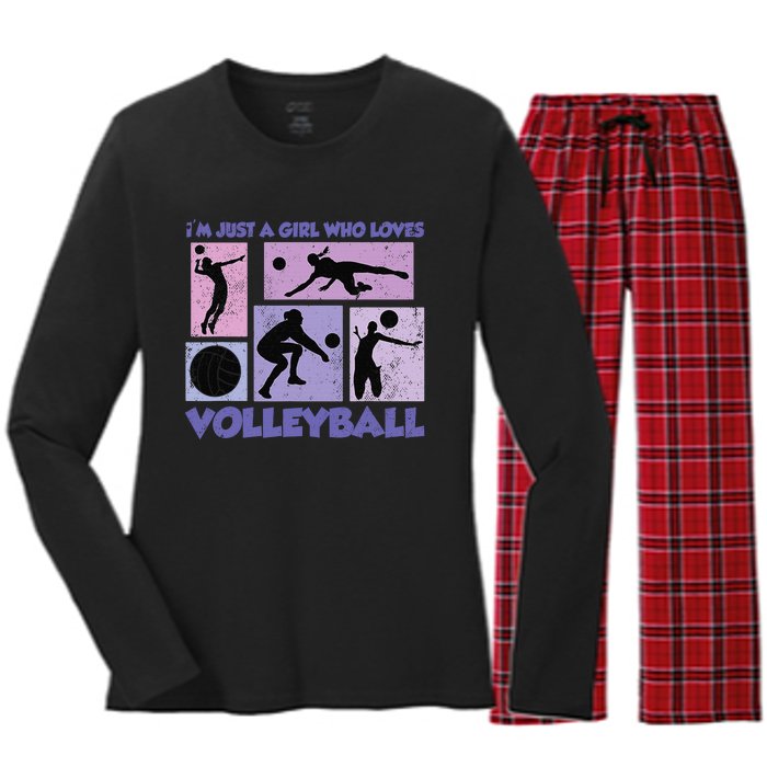 Volleyball Player I'm Just A  Who Loves Volleyball Women's Long Sleeve Flannel Pajama Set 