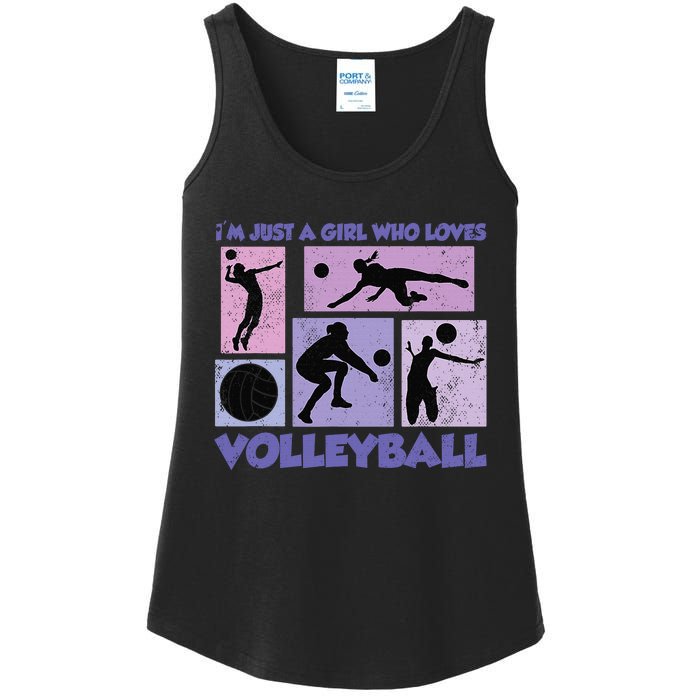 Volleyball Player I'm Just A  Who Loves Volleyball Ladies Essential Tank