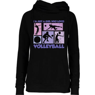 Volleyball Player I'm Just A  Who Loves Volleyball Womens Funnel Neck Pullover Hood