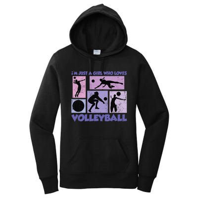 Volleyball Player I'm Just A  Who Loves Volleyball Women's Pullover Hoodie