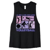 Volleyball Player I'm Just A  Who Loves Volleyball Women's Racerback Cropped Tank