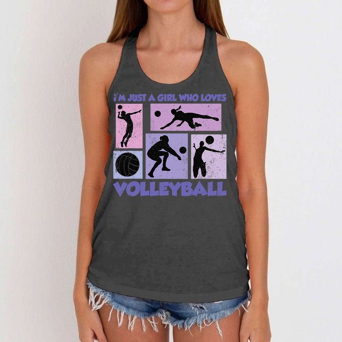 Volleyball Player I'm Just A  Who Loves Volleyball Women's Knotted Racerback Tank