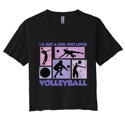 Volleyball Player I'm Just A  Who Loves Volleyball Women's Crop Top Tee