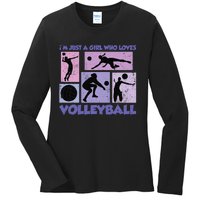 Volleyball Player I'm Just A  Who Loves Volleyball Ladies Long Sleeve Shirt