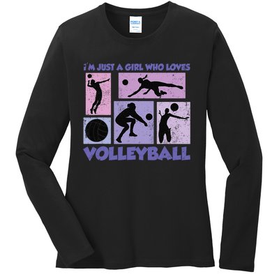 Volleyball Player I'm Just A  Who Loves Volleyball Ladies Long Sleeve Shirt