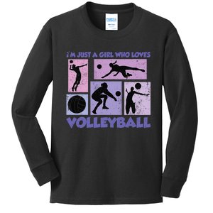 Volleyball Player I'm Just A  Who Loves Volleyball Kids Long Sleeve Shirt