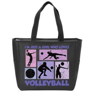 Volleyball Player I'm Just A  Who Loves Volleyball Zip Tote Bag