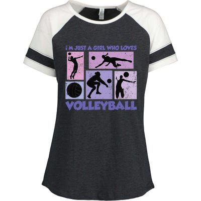 Volleyball Player I'm Just A  Who Loves Volleyball Enza Ladies Jersey Colorblock Tee