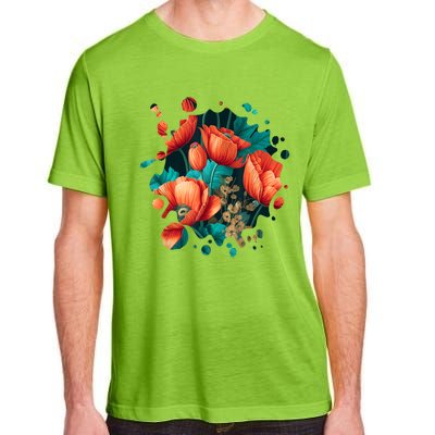 Vintage Poppy Inspired Flower Plant Lover Funny Gardening Adult ChromaSoft Performance T-Shirt