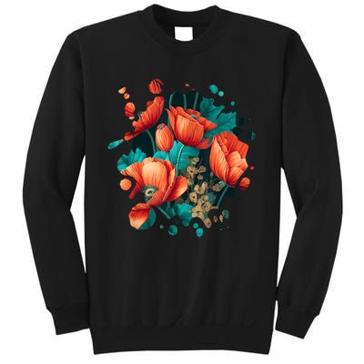 Vintage Poppy Inspired Flower Plant Lover Funny Gardening Sweatshirt