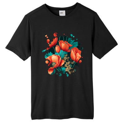 Vintage Poppy Inspired Flower Plant Lover Funny Gardening Tall Fusion ChromaSoft Performance T-Shirt