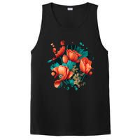 Vintage Poppy Inspired Flower Plant Lover Funny Gardening PosiCharge Competitor Tank