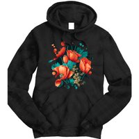 Vintage Poppy Inspired Flower Plant Lover Funny Gardening Tie Dye Hoodie