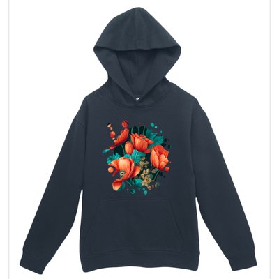 Vintage Poppy Inspired Flower Plant Lover Funny Gardening Urban Pullover Hoodie