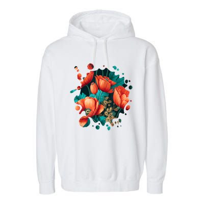 Vintage Poppy Inspired Flower Plant Lover Funny Gardening Garment-Dyed Fleece Hoodie