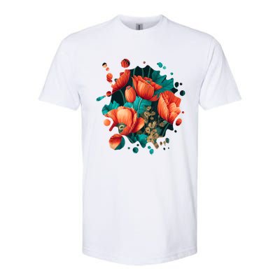 Vintage Poppy Inspired Flower Plant Lover Funny Gardening Softstyle CVC T-Shirt