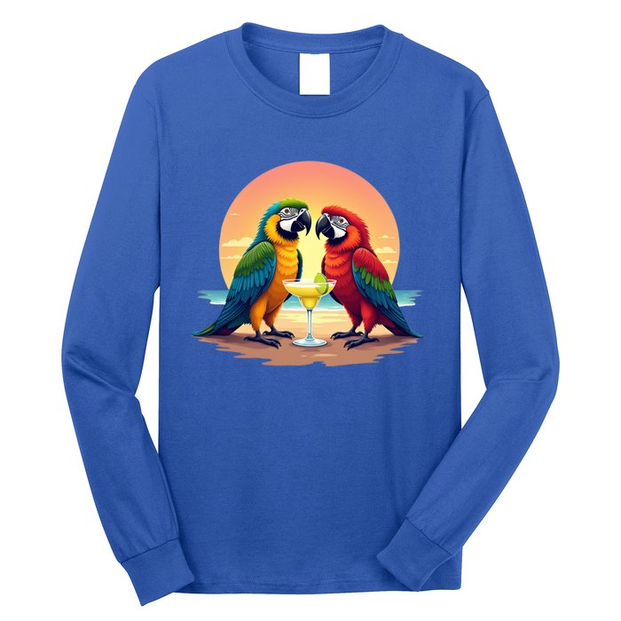 Vintage Parrots Ing Margarita On Summer Group Bird Gift Long Sleeve Shirt