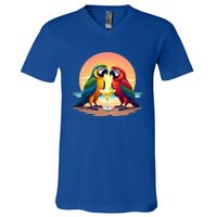 Vintage Parrots Ing Margarita On Summer Group Bird Gift V-Neck T-Shirt