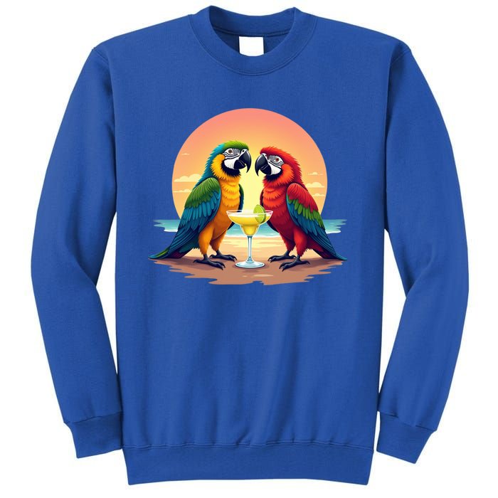 Vintage Parrots Ing Margarita On Summer Group Bird Gift Tall Sweatshirt