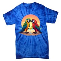 Vintage Parrots Ing Margarita On Summer Group Bird Gift Tie-Dye T-Shirt