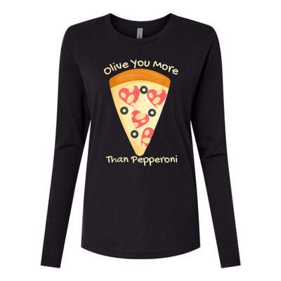 Valentines Pizza I Love Olive You More Than Pepperoni Funny Womens Cotton Relaxed Long Sleeve T-Shirt