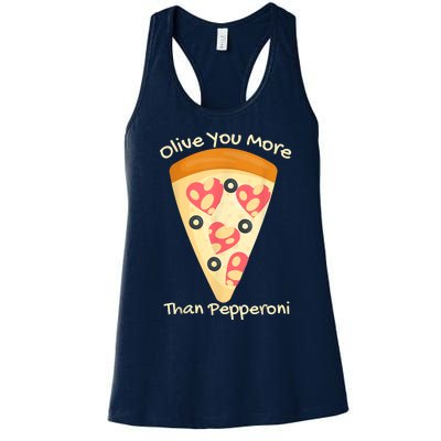 Valentines Pizza I Love Olive You More Than Pepperoni Funny Women's Racerback Tank