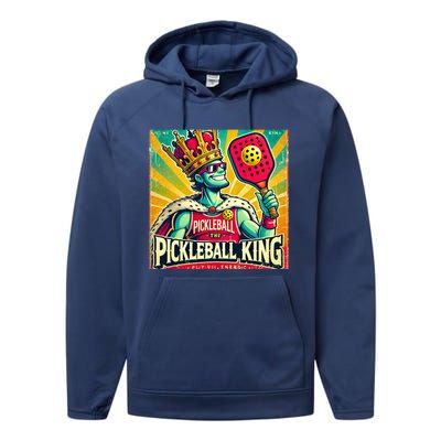 Vintage Pickleball King Performance Fleece Hoodie