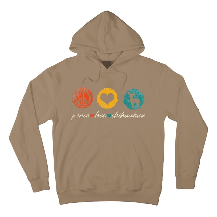 Vintage Peace Love Chihuahua Dog Lover Gifts Hoodie