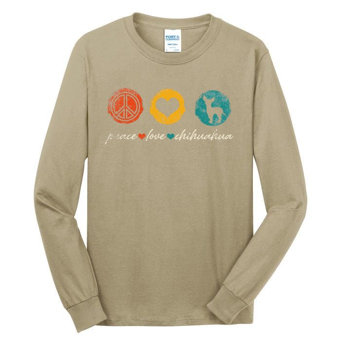 Vintage Peace Love Chihuahua Dog Lover Gifts Tall Long Sleeve T-Shirt