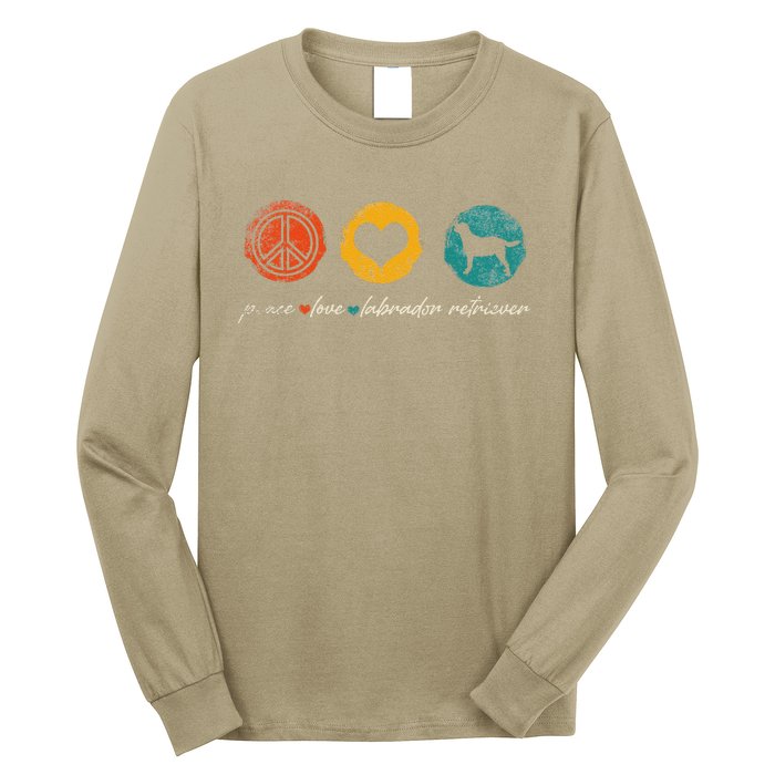 Vintage Peace Love Labrador Retriever Dog Lover Gifts Long Sleeve Shirt