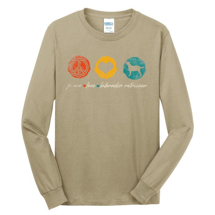 Vintage Peace Love Labrador Retriever Dog Lover Gifts Tall Long Sleeve T-Shirt