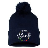 Veganism Plant Lover Eat More Plants Kale Vegan Pom Pom 12in Knit Beanie