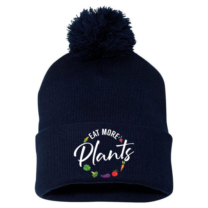 Veganism Plant Lover Eat More Plants Kale Vegan Pom Pom 12in Knit Beanie