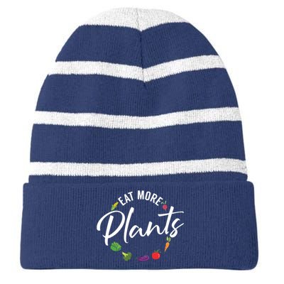 Veganism Plant Lover Eat More Plants Kale Vegan Striped Beanie with Solid Band