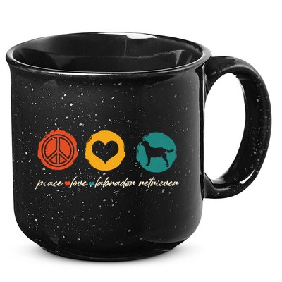 Vintage Peace Love Labrador Retriever Dog Lover Gifts 15oz Campfire Ceramic Mug