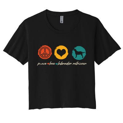 Vintage Peace Love Labrador Retriever Dog Lover Gifts Crop Top